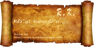 Régi Kurszán névjegykártya